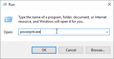 PowerPoint being summoned through the Run Window